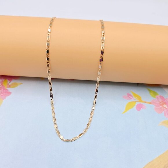 Shiny Rose Gold Twisted Chain Necklace, 18 Inch, Gold Plated Brass, XPNL0103 - Picture 1 of 12